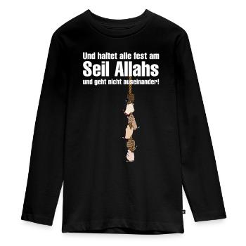 Seil Allahs weiß - Teenager Premium Bio Langarmshirt - Schwarz - Vorne - AI Model Kid Female (0cm)