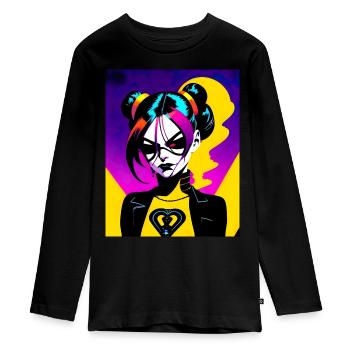 Goth Girl - Teenager Premium Organic Long Sleeve Shirt - black - Front - AI Model Kid Female (0cm)