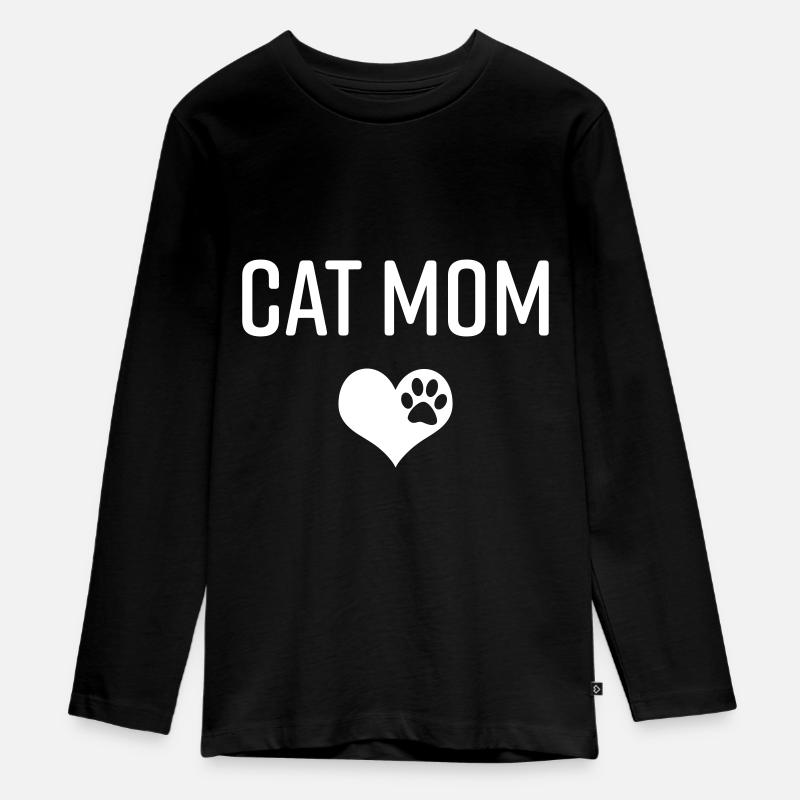 Cat Mom Katze Katzenmutter Katzenliebe Geschenk - Teenager Premium Bio Langarmshirt - Schwarz