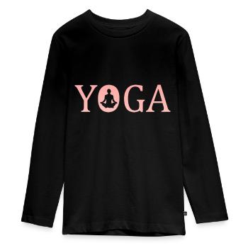 Yoga - Teenager Premium Bio Langarmshirt - Schwarz - Vorne - AI Model Kid Female (0cm)