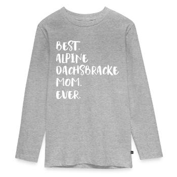 Alpine Dachsbracke Mom - Teenager Premium Bio Langarmshirt - Grau meliert - Vorne