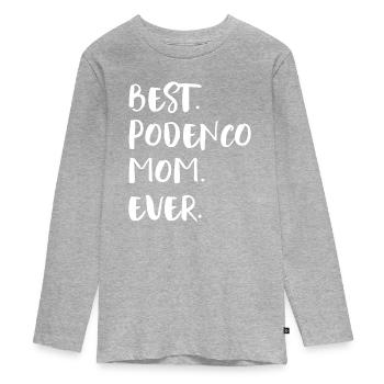 Podenco Mom - Teenager Premium Bio Langarmshirt - Grau meliert - Vorne