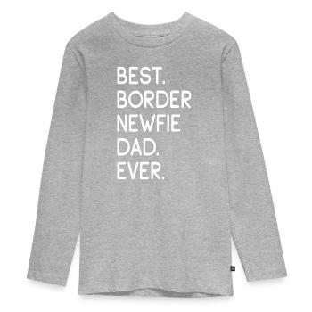 Frontière Newfie Papa - T-shirt manches longues Premium Ado - gris chiné - Devant