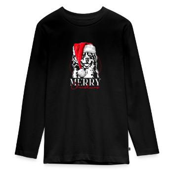 Santa Berner Sennen Hund Glædelig jul Wilsigns - Premium økologisk langærmet T-shirt til teenagere - sort - Foran - AI Model Kid Female (0cm)