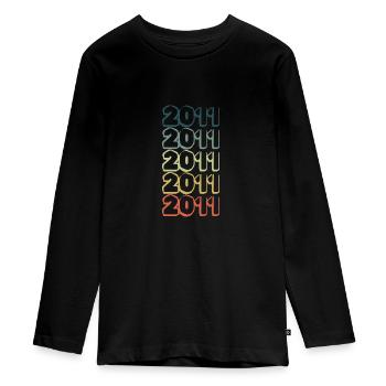 Année de naissance : 2011 - T-shirt manches longues Premium Ado - noir - Devant - AI Model Kid Female (0cm)