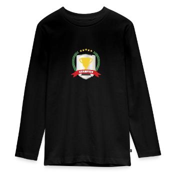 Vainqueur du trophée champion - T-shirt manches longues Premium Ado - noir - Devant - AI Model Kid Female (0cm)