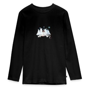 Chemise de bonhomme de neige - motif " Let it Snow " , - T-shirt manches longues Premium Ado - noir - Devant - AI Model Kid Female (0cm)