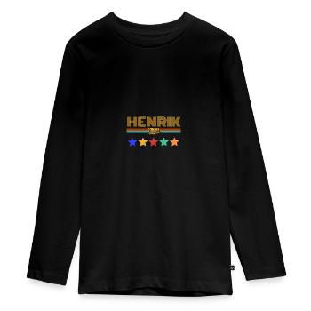 Henrik - Teenager Premium Bio Langarmshirt - Schwarz - Vorne - AI Model Kid Female (0cm)