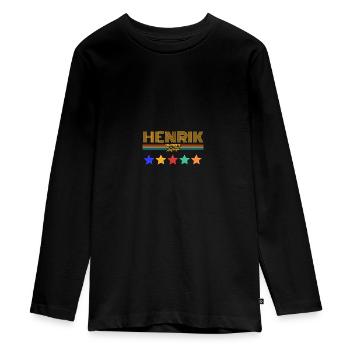 Henrik - Teenager Premium Bio Langarmshirt - Schwarz - Vorne - AI Model Kid Female (0cm)
