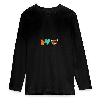 Buffalo Cattle Oxen - Teenager Premium Organic Long Sleeve Shirt - black - Front - AI Model Kid Female (0cm)