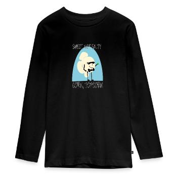 Sweet Popcorn Funny Pop Culture Cartoon Parody - Teenager Premium Organic Long Sleeve Shirt - black - Front - AI Model Kid Female (0cm)