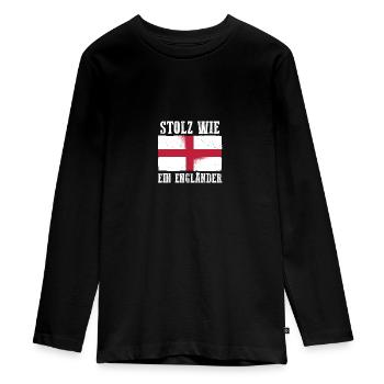 Großbritannien Engländer England - Teenager Premium Bio Langarmshirt - Schwarz - Vorne - AI Model Kid Female (0cm)