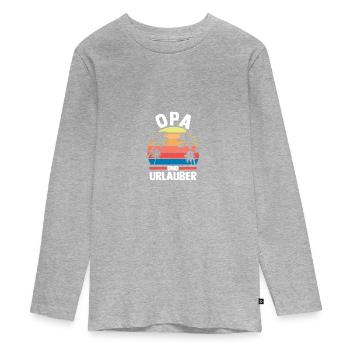 Vacation Vacationer Grandfather Grandpa - Teenager Premium Organic Long Sleeve Shirt - heather grey - Front