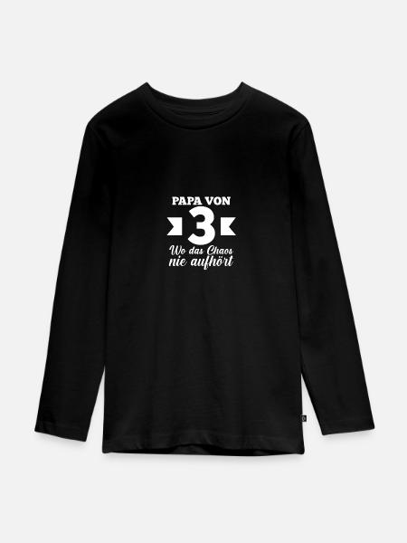 Papa Von 3 Kindern - Teenager Premium Bio Langarmshirt - Schwarz