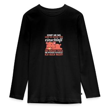 Lazy Late Riser Motivation Bear - Teenager Premium Organic Long Sleeve Shirt - black - Front - AI Model Kid Female (0cm)