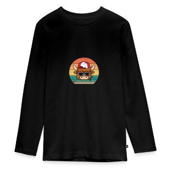 Buffalo Cattle Oxen - Teenager Premium Organic Long Sleeve Shirt - black - Front - AI Model Kid Female (0cm)
