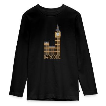 B4RCODE. London - Teenager Premium Organic Long Sleeve Shirt - black - Front - AI Model Kid Female (0cm)