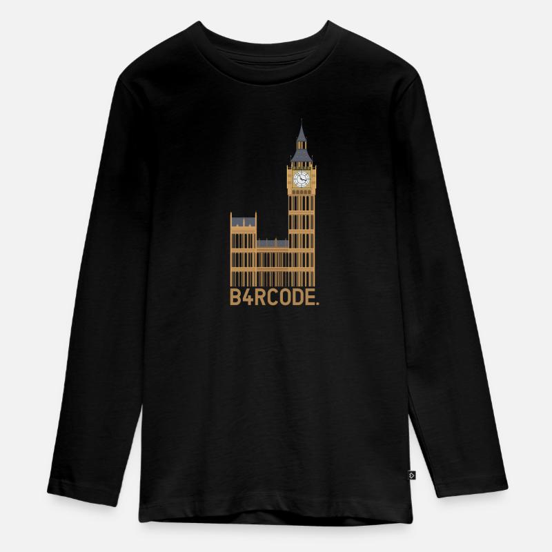 B4RCODE. London - Teenager Premium Bio Langarmshirt - Schwarz