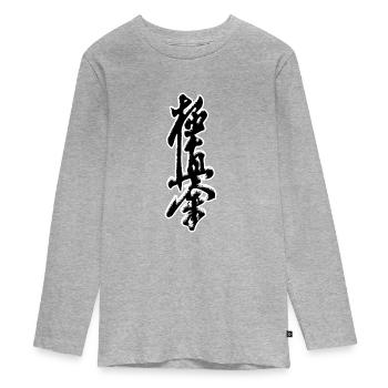 kyokushin Japanese karate - Teenager Premium Organic Long Sleeve Shirt - heather grey - Front