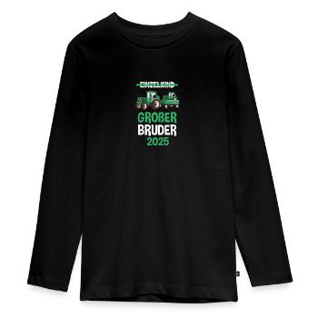 großer bruder 2025 traktor Geschenk - Teenager Premium Bio Langarmshirt - Schwarz - Vorne - AI Model Kid Female (0cm)