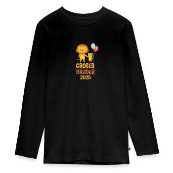 Großer Bruder 2025 Löwe Geschenk - Teenager Premium Bio Langarmshirt - Schwarz - Vorne - AI Model Kid Female (0cm)