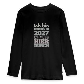 2027 - Teenager Premium Organic Long Sleeve Shirt - black - Front - AI Model Kid Female (0cm)