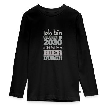 2030 - T-shirt manches longues Premium Ado - noir - Devant - AI Model Kid Female (0cm)