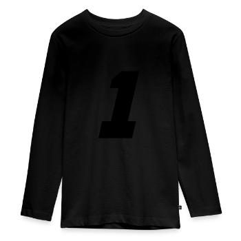 1 - Teenager Premium Organic Long Sleeve Shirt - black - Front - AI Model Kid Female (0cm)