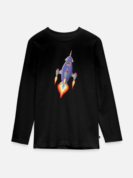 Rocket Spaceship Astronaut - Teenager Premium Organic Long Sleeve Shirt - black