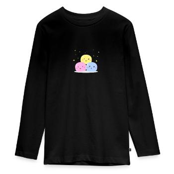 Bunte und süße Mashmellos auf Kleidung - Teenager Premium Bio Langarmshirt - Schwarz - Vorne - AI Model Kid Female (0cm)