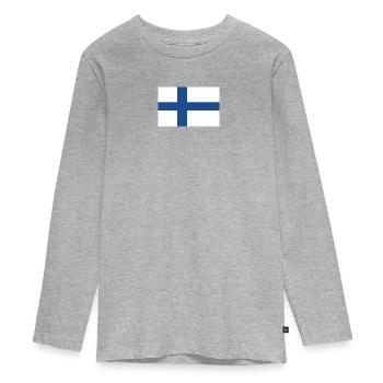 Finnish Flag - Teenager Premium Organic Long Sleeve Shirt - heather grey - Front