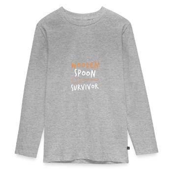 Wooden Spoon Survivor - Teenager Premium Bio Langarmshirt - Grau meliert - Vorne