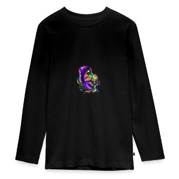 Astronaut Space Funny Spaceman Moon - Teenager Premium Bio Langarmshirt - Schwarz - Vorne - AI Model Kid Female (0cm)