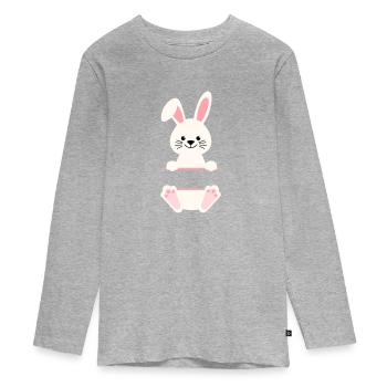 Hare pink - Teenager Premium Organic Long Sleeve Shirt - heather grey - Front