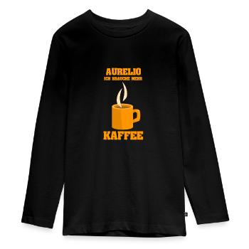 Cafe Aurelio - Teenager Premium Bio Langarmshirt - Schwarz - Vorne - AI Model Kid Female (0cm)