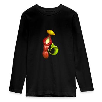 Fleischfressende Pflanzen Kannenpflanze Nepenthes - Teenager Premium Bio Langarmshirt - Schwarz - Vorne - AI Model Kid Female (0cm)