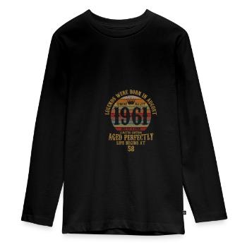 Légendes nées en août 1961 Vintage Bday Graphics - T-shirt manches longues Premium Ado - noir - Devant - AI Model Kid Female (0cm)