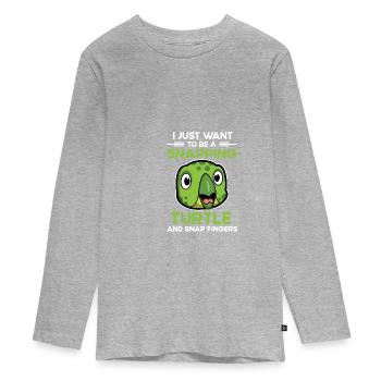 Schnappschildkröten -Schnappfinger Aligator Schnap - Teenager Premium Bio Langarmshirt - Grau meliert - Vorne