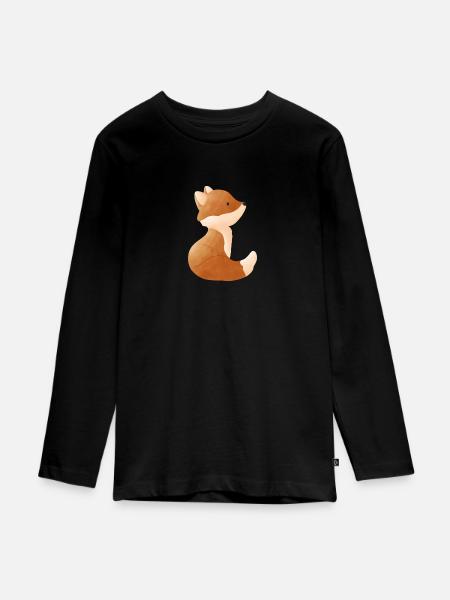 Fuchs - Teenager Premium Bio Langarmshirt - Schwarz