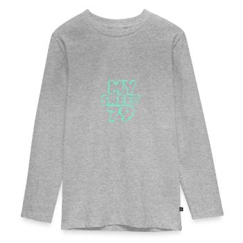 Geburtstag 79 - Teenager Premium Bio Langarmshirt - Grau meliert - Vorne