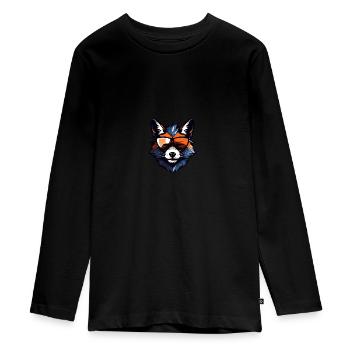Portrait Tête De Renard Cool - T-shirt manches longues Premium Ado - noir - Devant - AI Model Kid Female (0cm)