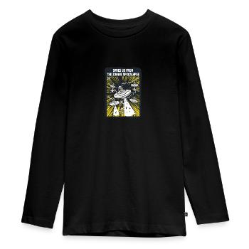 Aliens retten uns vor der Zombieapokalypse - Teenager Premium Bio Langarmshirt - Schwarz - Vorne - AI Model Kid Female (0cm)