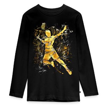 Badminton - Smash - Badminton - Teenager Premium Bio Langarmshirt - Schwarz - Vorne - AI Model Kid Female (0cm)