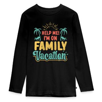 Help Me! I'm On Family Vacation - Teenager Premium Bio Langarmshirt - Schwarz - Vorne - AI Model Kid Female (0cm)