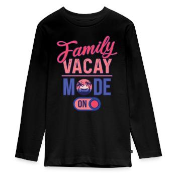 Family Vacay Mode ON | Family Vacation - Teenager Premium Bio Langarmshirt - Schwarz - Vorne - AI Model Kid Female (0cm)