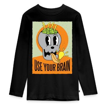 Utilisez votre cerveau - T-shirt manches longues Premium Ado - noir - Devant - AI Model Kid Female (0cm)