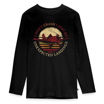 Je ne plante pas Je fais juste des atterrissages inattendus modèle - T-shirt manches longues Premium Ado - noir - Devant - AI Model Kid Female (0cm)