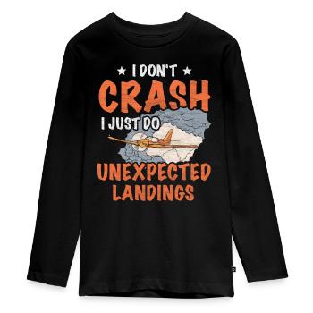 Je ne m’écrase pas, je fais juste des atterrissages inattendus - T-shirt manches longues Premium Ado - noir - Devant - AI Model Kid Female (0cm)