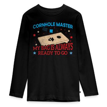 Cornhole Master My Bag Is Always Ready To Go - Teenager Premium Bio Langarmshirt - Schwarz - Vorne - AI Model Kid Female (0cm)