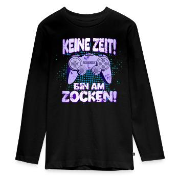 Keine Zeit, bin am Zocken! Gaming Konsole PS Zocke - Teenager Premium Bio Langarmshirt - Schwarz - Vorne - AI Model Kid Female (0cm)